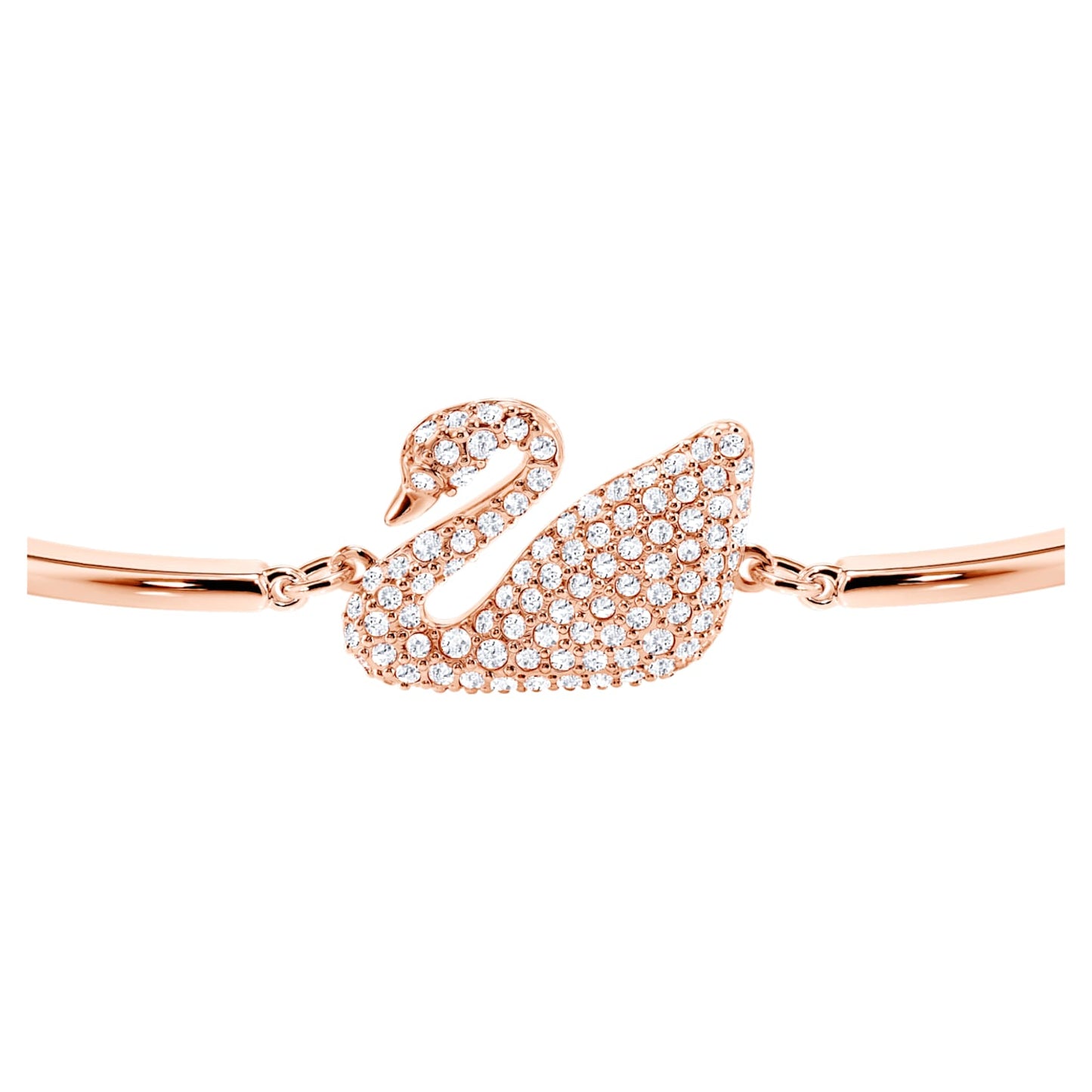 Swan Bangle, White, Rose-gold tone plated  5142752