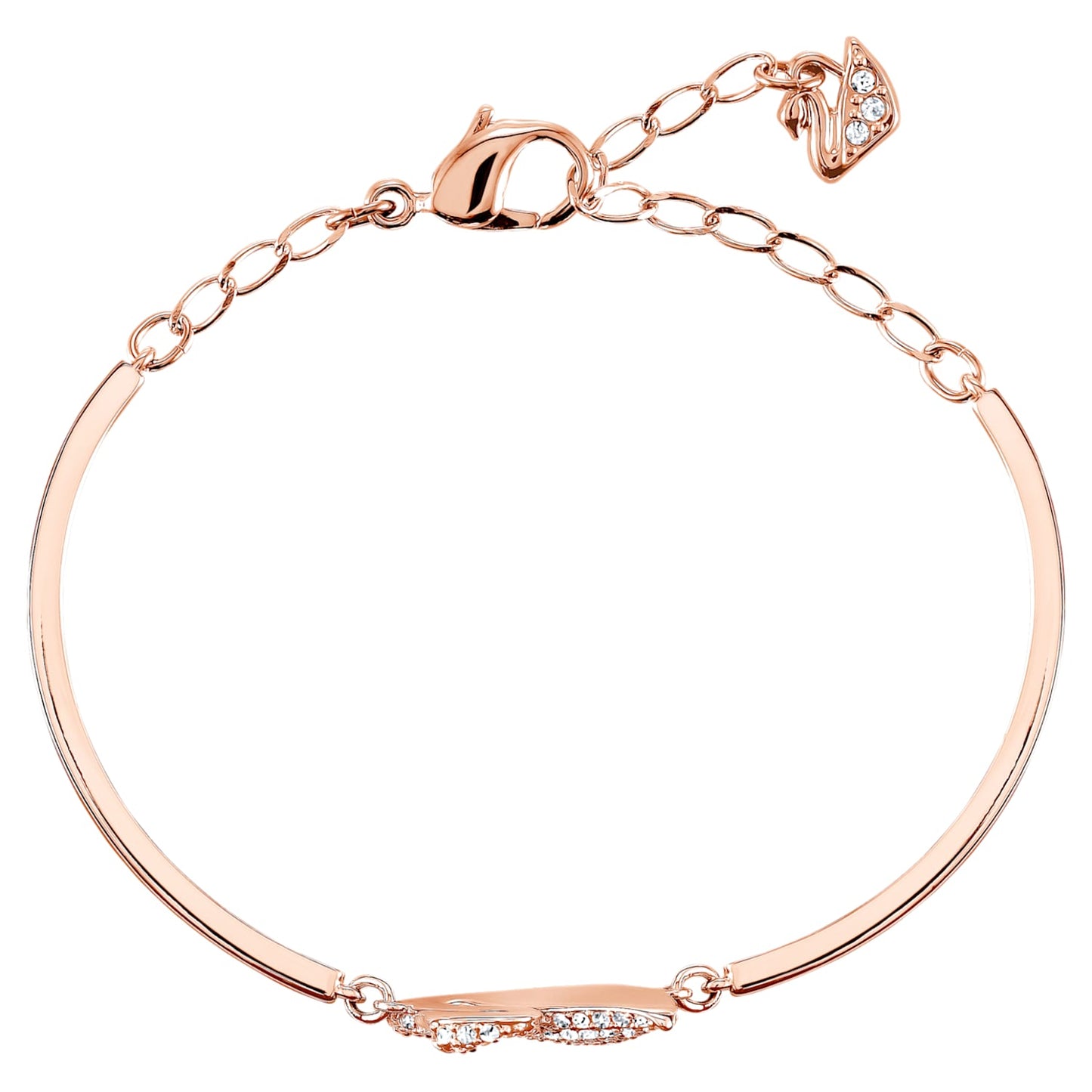 Swan Bangle, White, Rose-gold tone plated  5142752