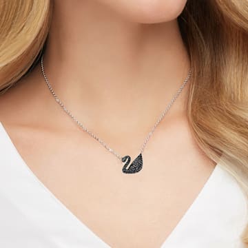 Swarovski Iconic Swan pendant Swan, Black, Rhodium plated 5347329