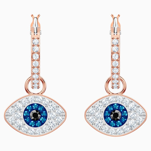 Swarovski Symbolic Evil Eye Hoop Pierced Earrings, Multi-colored, Rose gold plating 5425857