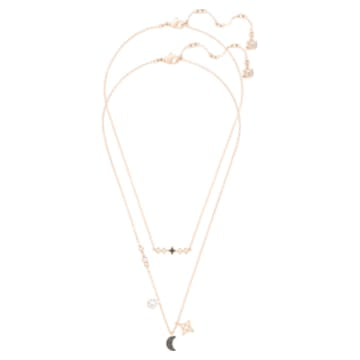 Swarovski Symbolic layered necklace Set (2), Moon and star, Black, Rose-gold tone plated 5273290