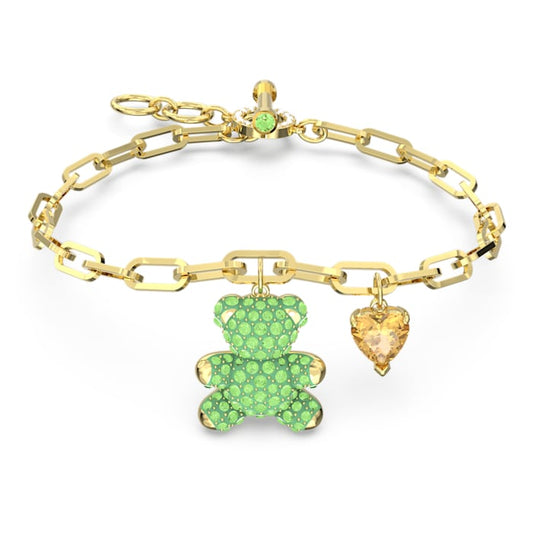 Swarovski Teddy bracelet Bear, Green, Gold-tone plated 5642977